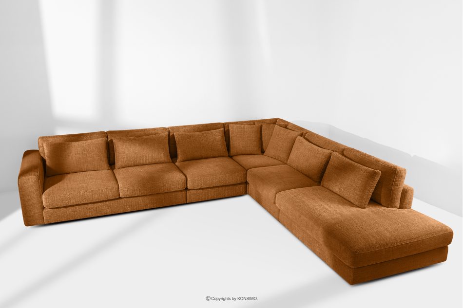 VERUS Großes Ecksofa für das Wohnzimmer aus Chenille-Stoff rechts rot rot - Foto 18