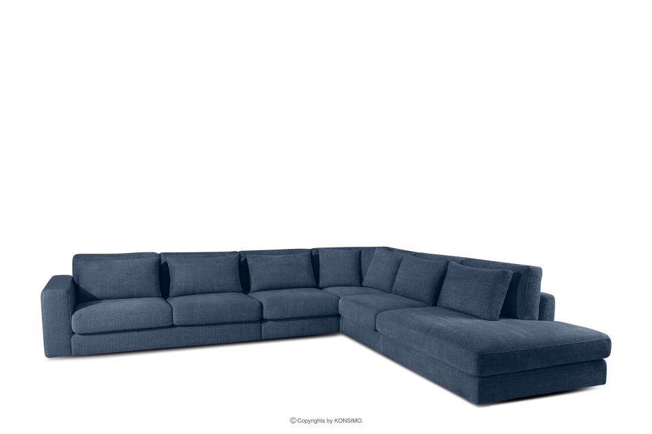 VERUS Großes Ecksofa für das Wohnzimmer aus Chenille-Stoff rechts dunkelblau marineblau - Foto 0