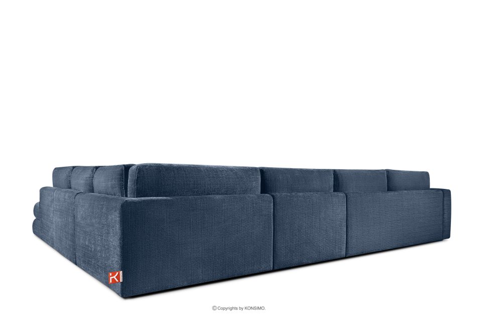VERUS Großes Ecksofa für das Wohnzimmer aus Chenille-Stoff rechts dunkelblau marineblau - Foto 4