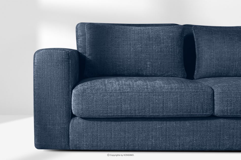 VERUS Großes Ecksofa für das Wohnzimmer aus Chenille-Stoff rechts dunkelblau marineblau - Foto 5