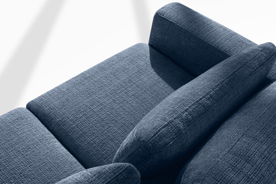 VERUS Großes Ecksofa für das Wohnzimmer aus Chenille-Stoff rechts dunkelblau marineblau - Foto 6