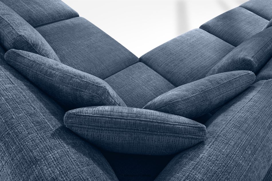 VERUS Großes Ecksofa für das Wohnzimmer aus Chenille-Stoff rechts dunkelblau marineblau - Foto 10