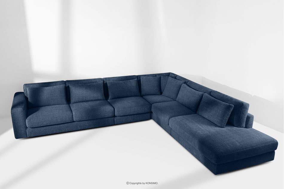 VERUS Großes Ecksofa für das Wohnzimmer aus Chenille-Stoff rechts dunkelblau marineblau - Foto 18