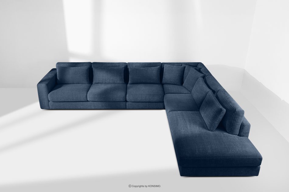 VERUS Großes Ecksofa für das Wohnzimmer aus Chenille-Stoff rechts dunkelblau marineblau - Foto 19