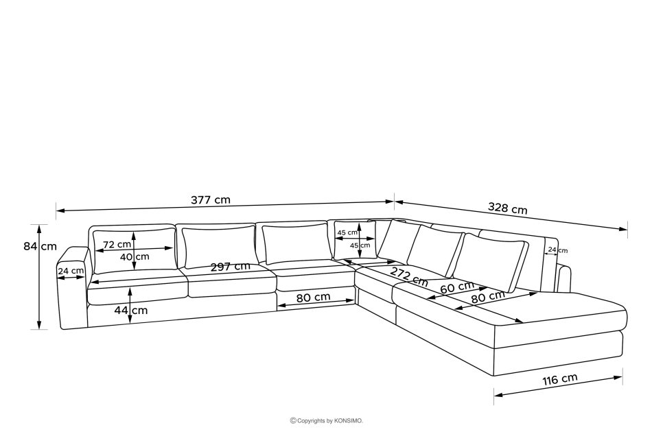 VERUS Großes bequemes Ecksofa für das Wohnzimmer Chenille-Stoff rechts cremefarben cremefarben - Foto 20