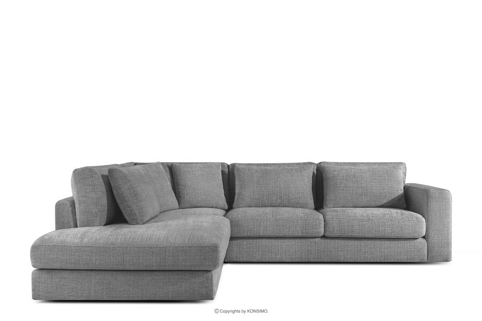 VERUS Großes Ecksofa für das Wohnzimmer Chenille-Stoff links dunkelgrau dunkelgrau - Foto 2