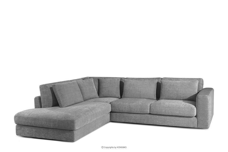 VERUS Großes Ecksofa für das Wohnzimmer Chenille-Stoff links dunkelgrau dunkelgrau - Foto 0