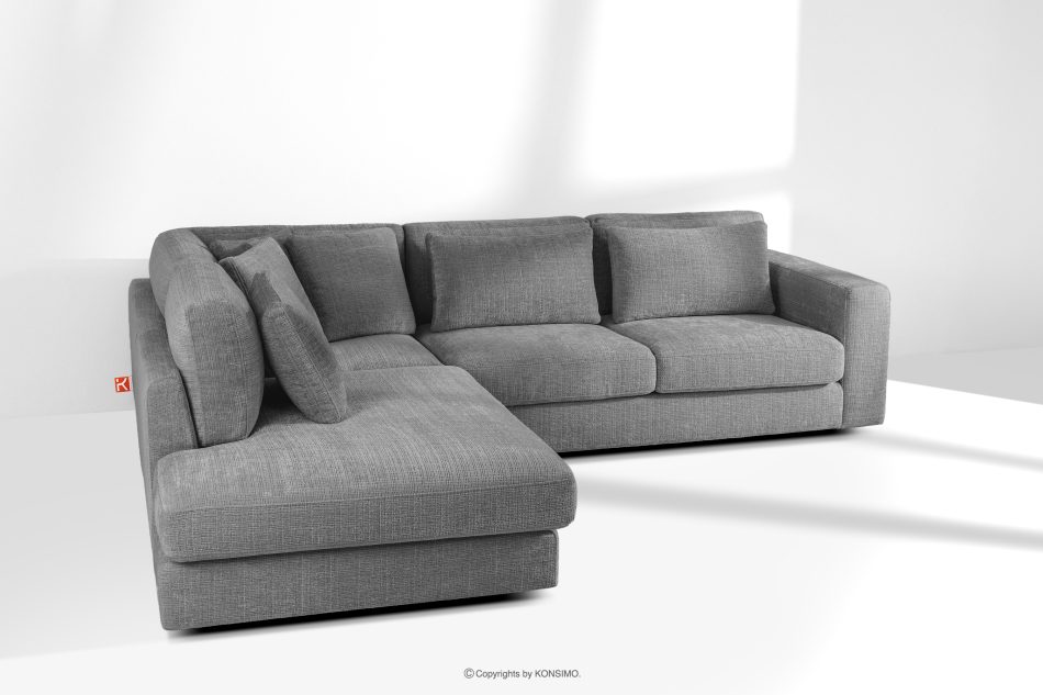 VERUS Großes Ecksofa für das Wohnzimmer Chenille-Stoff links dunkelgrau dunkelgrau - Foto 18