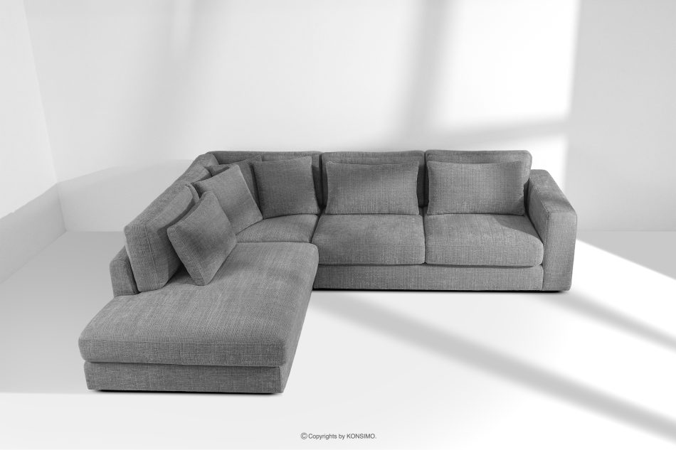 VERUS Großes Ecksofa für das Wohnzimmer Chenille-Stoff links dunkelgrau dunkelgrau - Foto 19