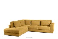 Großes Ecksofa aus Chenille-Stoff links gelb