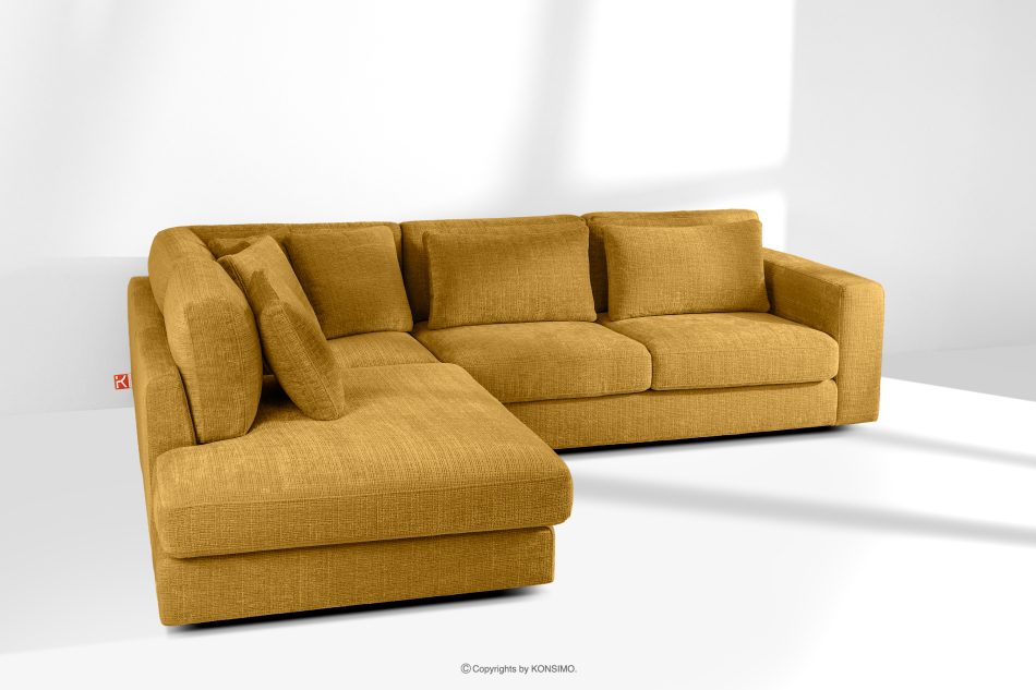 VERUS Großes Ecksofa aus Chenille-Stoff links gelb gelb - Foto 18