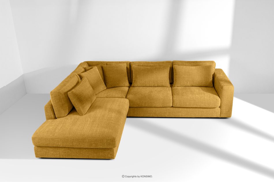 VERUS Großes Ecksofa aus Chenille-Stoff links gelb gelb - Foto 19