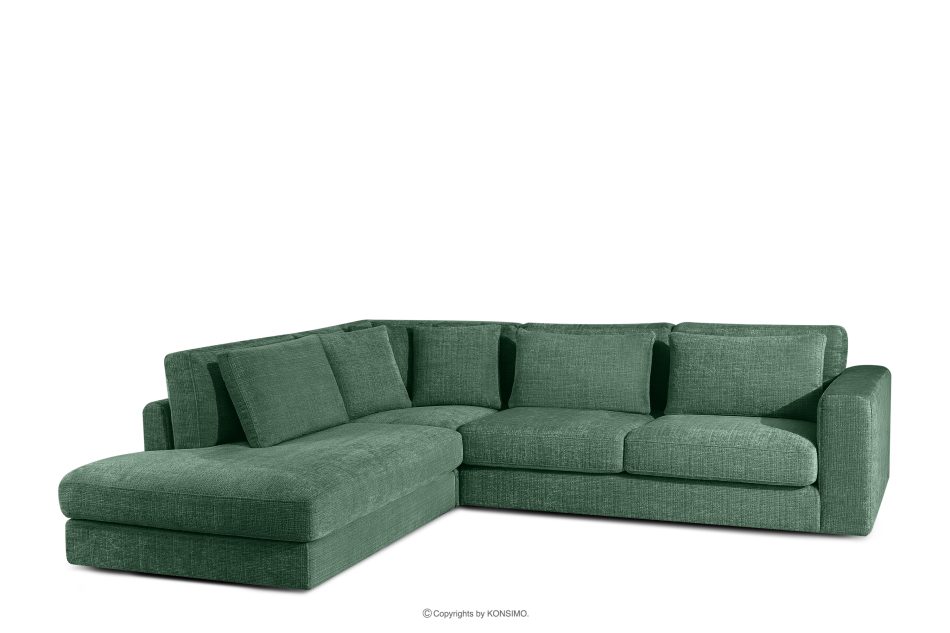 VERUS Großes Ecksofa aus Chenille-Stoff links grün grün - Foto 0