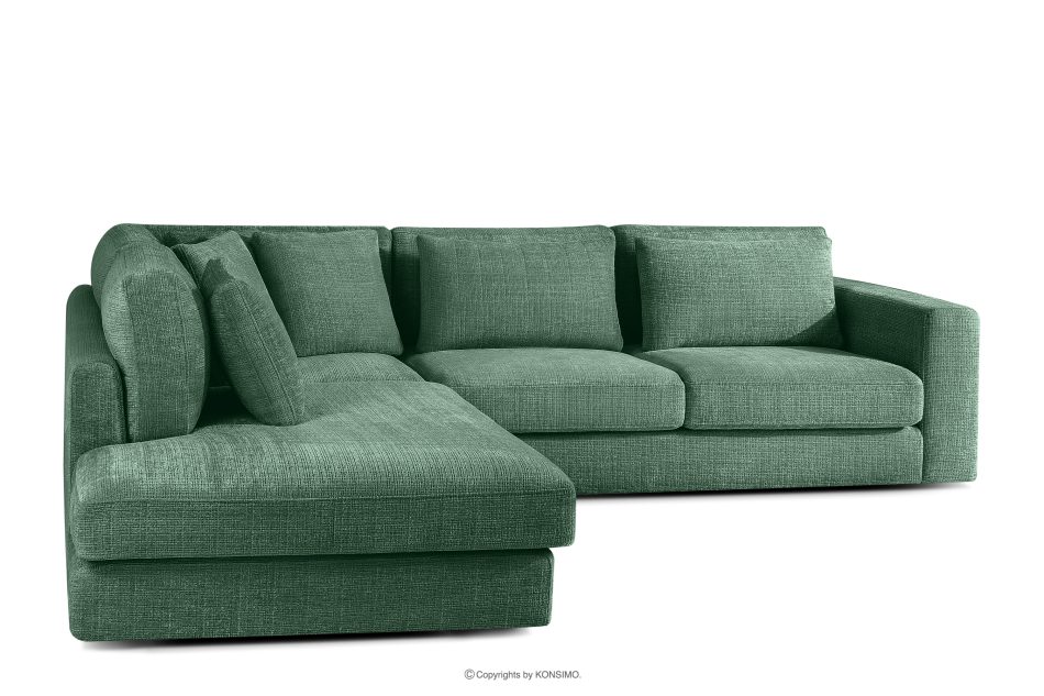 VERUS Großes Ecksofa aus Chenille-Stoff links grün grün - Foto 3