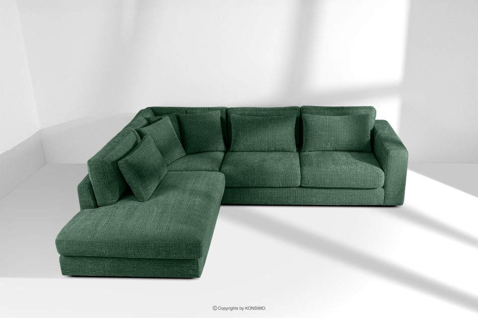 VERUS Großes Ecksofa aus Chenille-Stoff links grün grün - Foto 19