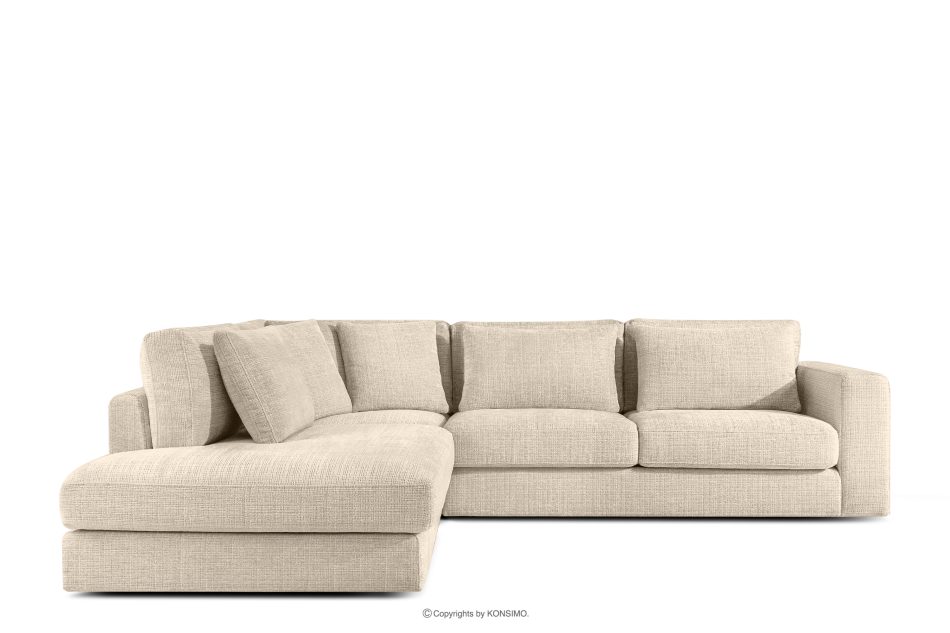 VERUS Großes Ecksofa für das Wohnzimmer Chenille-Stoff links cremefarben cremefarben - Foto 2