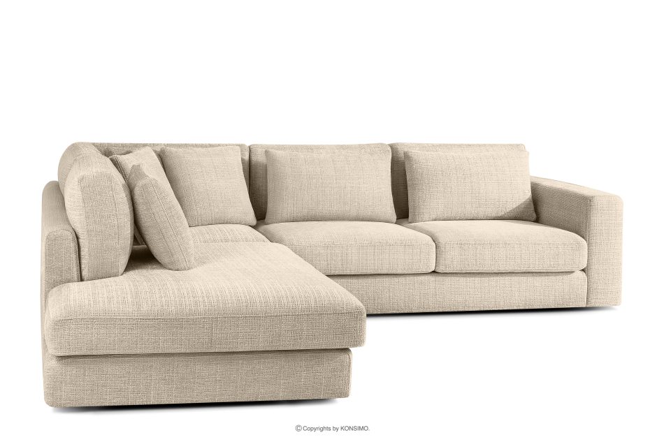 VERUS Großes Ecksofa für das Wohnzimmer Chenille-Stoff links cremefarben cremefarben - Foto 3