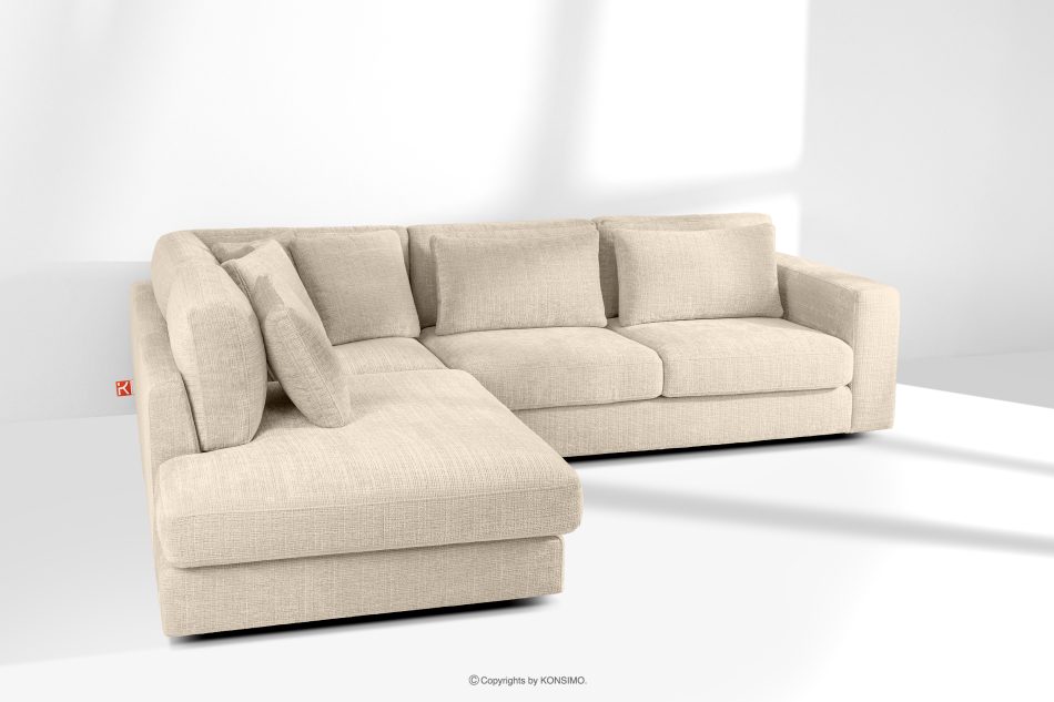 VERUS Großes Ecksofa für das Wohnzimmer Chenille-Stoff links cremefarben cremefarben - Foto 18