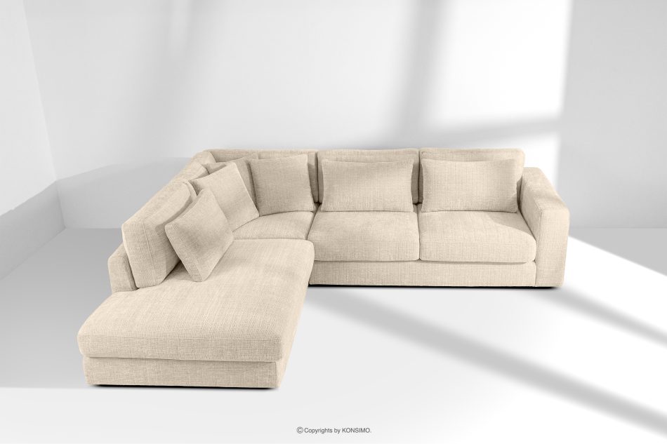 VERUS Großes Ecksofa für das Wohnzimmer Chenille-Stoff links cremefarben cremefarben - Foto 19