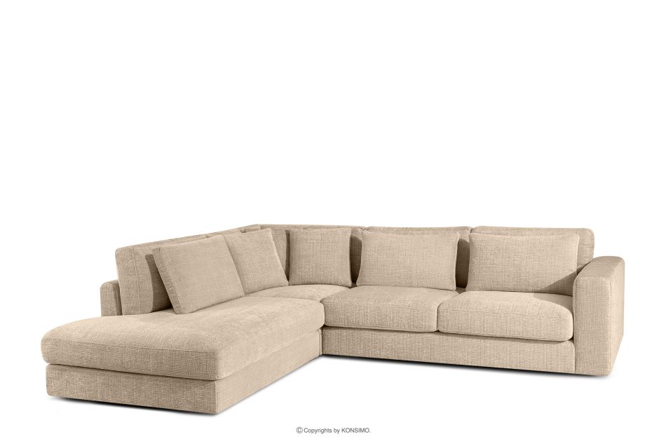 VERUS Großes Ecksofa für das Wohnzimmer Chenille-Stoff links beige beige - Foto 0
