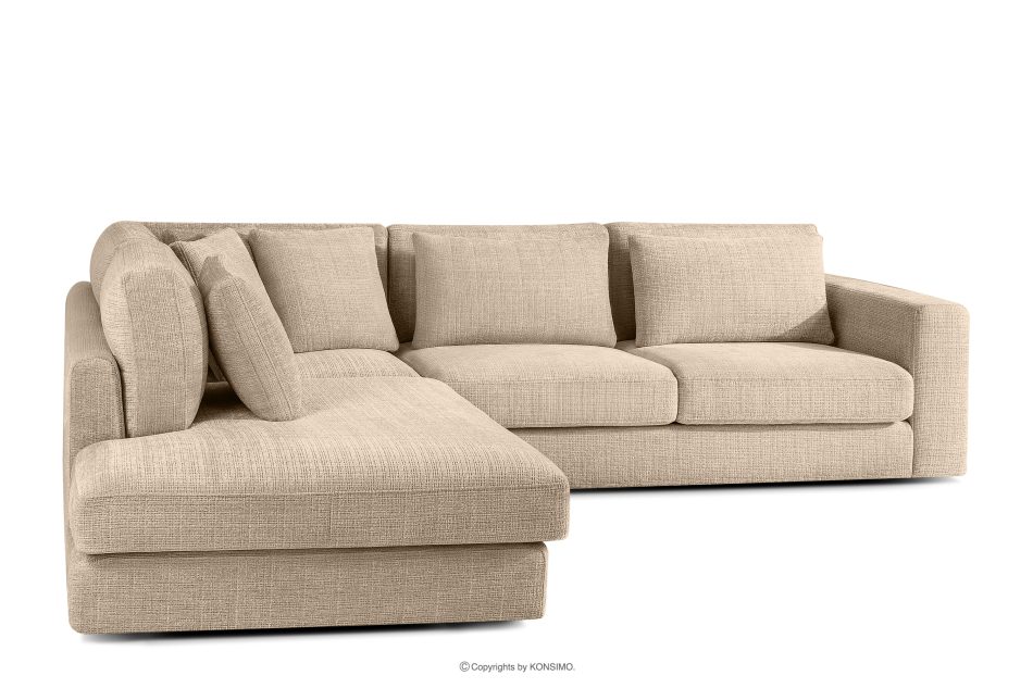 VERUS Großes Ecksofa für das Wohnzimmer Chenille-Stoff links beige beige - Foto 3