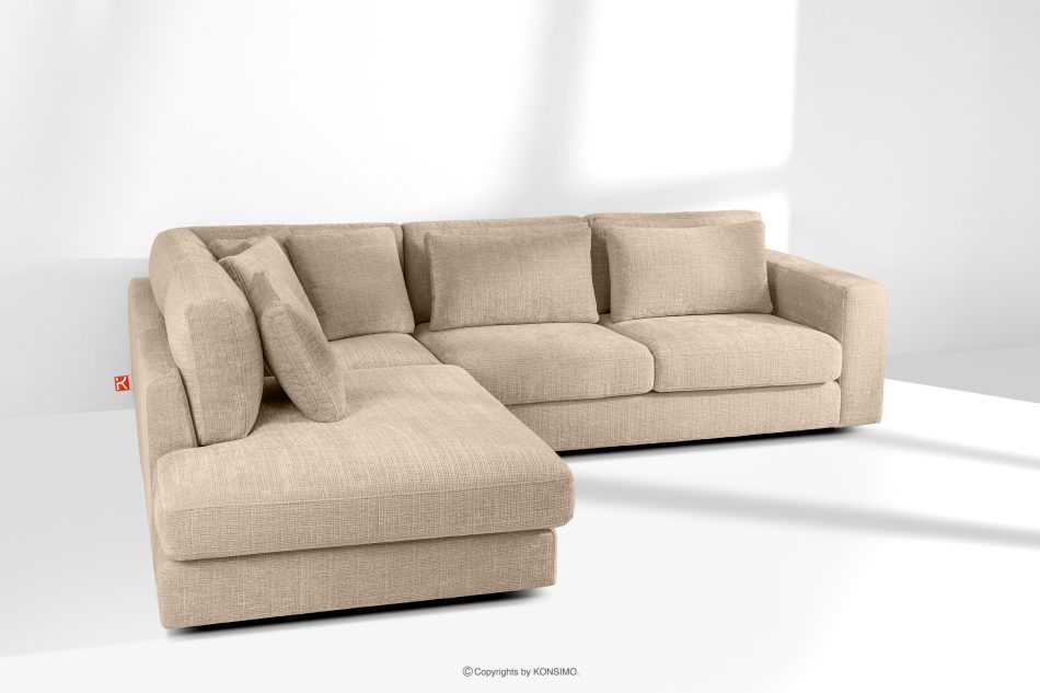 VERUS Großes Ecksofa für das Wohnzimmer Chenille-Stoff links beige beige - Foto 18