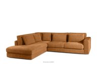 Großes Ecksofa aus Chenille-Stoff links rot