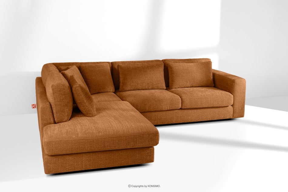 VERUS Großes Ecksofa aus Chenille-Stoff links rot rot - Foto 18