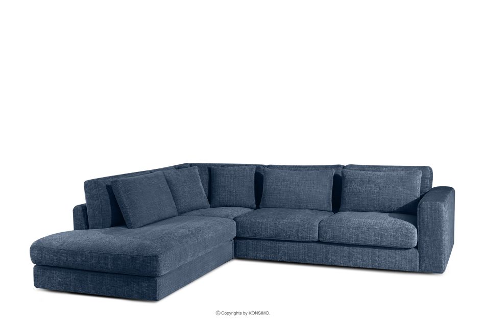 VERUS Großes Ecksofa aus Chenille-Stoff links dunkelblau marineblau - Foto 0