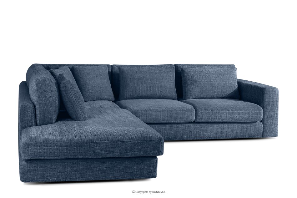 VERUS Großes Ecksofa aus Chenille-Stoff links dunkelblau marineblau - Foto 3