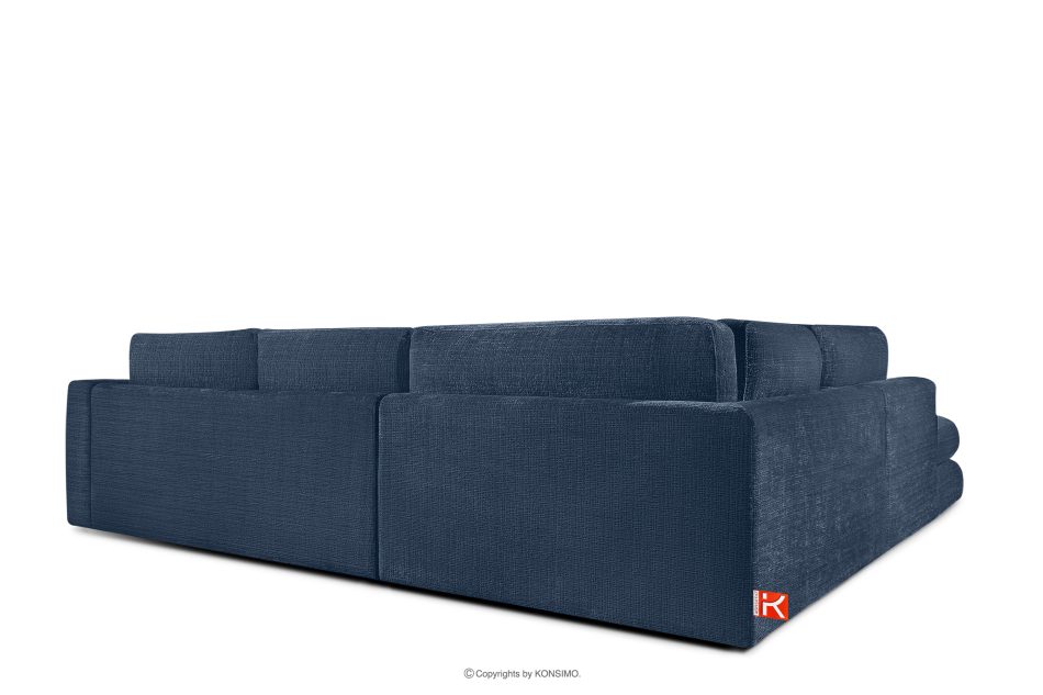 VERUS Großes Ecksofa aus Chenille-Stoff links dunkelblau marineblau - Foto 4