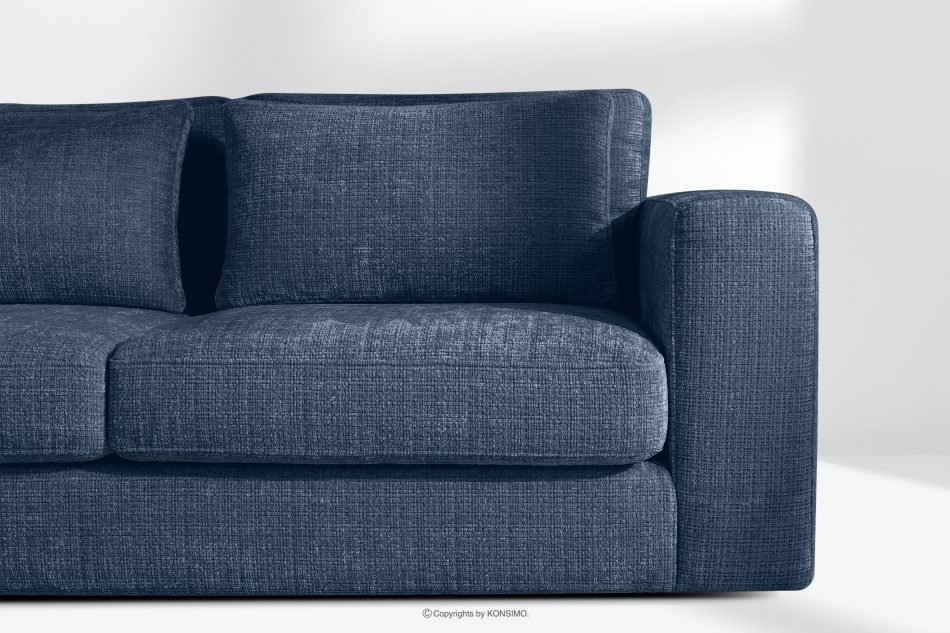 VERUS Großes Ecksofa aus Chenille-Stoff links dunkelblau marineblau - Foto 5