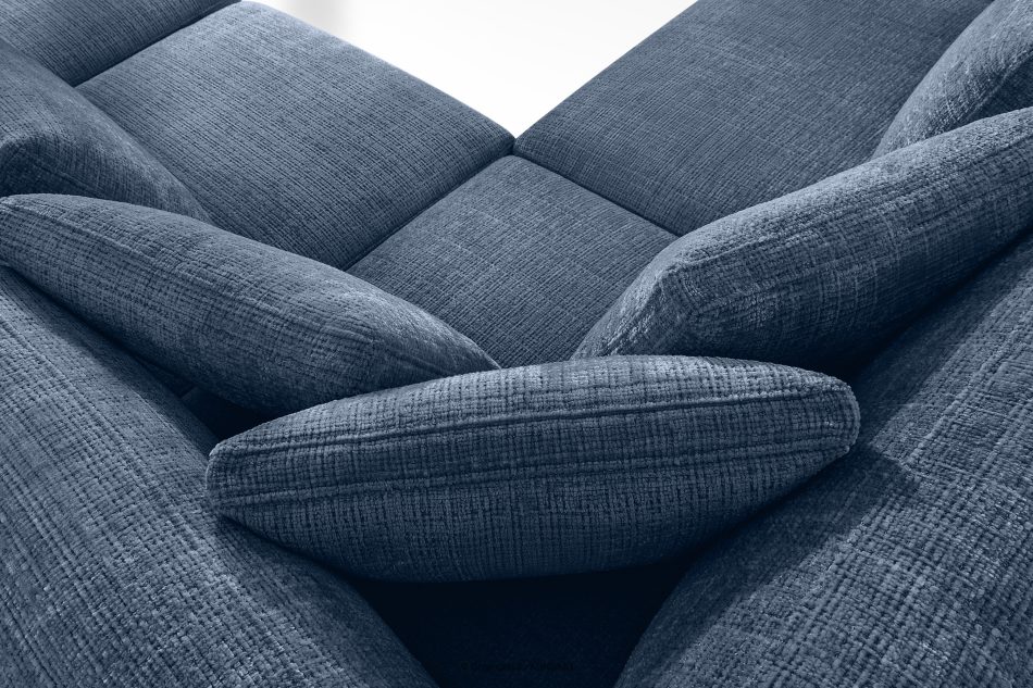 VERUS Großes Ecksofa aus Chenille-Stoff links dunkelblau marineblau - Foto 10