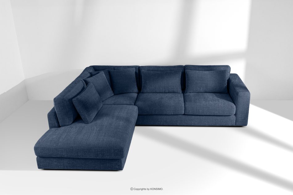 VERUS Großes Ecksofa aus Chenille-Stoff links dunkelblau marineblau - Foto 19