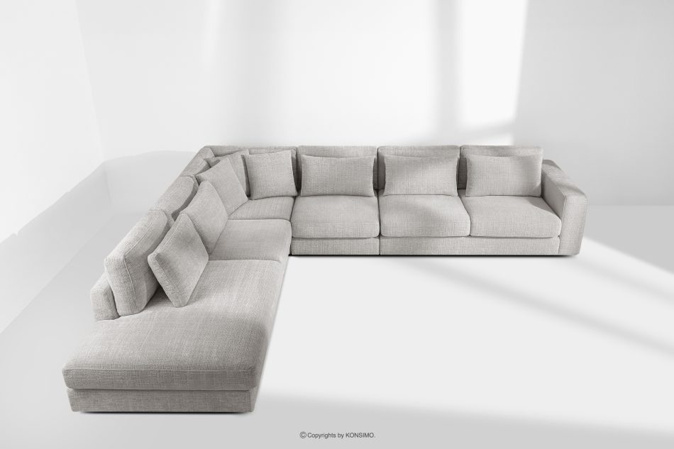 VERUS Große bequeme Ecksofa für das Wohnzimmer Chenille-Stoff links hellgrau hellgrau - Foto 19