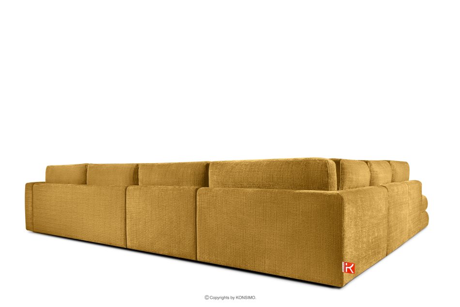 VERUS Großes Ecksofa für das Wohnzimmer aus Chenille-Stoff links gelb gelb - Foto 4