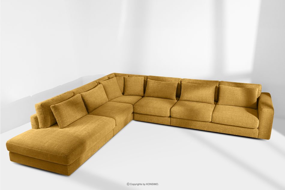 VERUS Großes Ecksofa für das Wohnzimmer aus Chenille-Stoff links gelb gelb - Foto 18