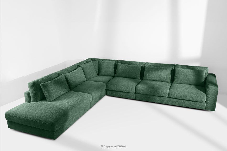 VERUS Großes Ecksofa für das Wohnzimmer aus Chenille-Stoff links grün grün - Foto 18