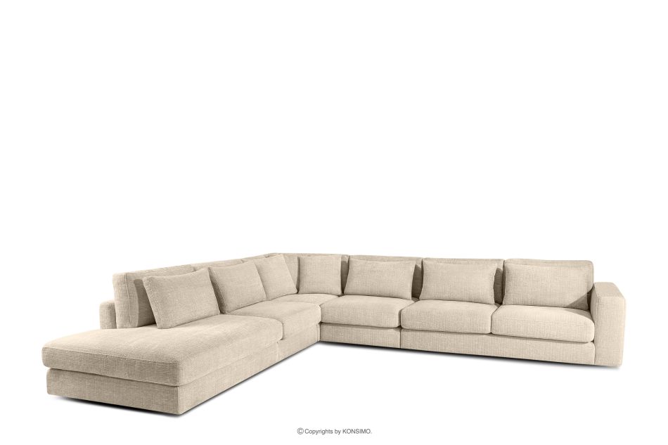 VERUS Große bequeme Ecksofa für das Wohnzimmer Chenille-Stoff links cremefarben cremefarben - Foto 0