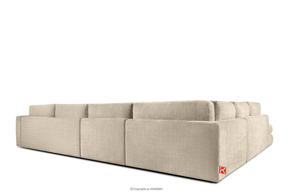 VERUS Große bequeme Ecksofa für das Wohnzimmer Chenille-Stoff links cremefarben cremefarben - Foto 4