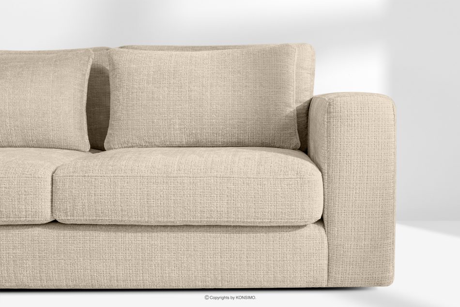 VERUS Große bequeme Ecksofa für das Wohnzimmer Chenille-Stoff links cremefarben cremefarben - Foto 5