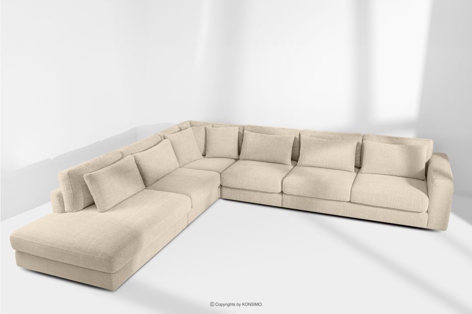 VERUS Große bequeme Ecksofa für das Wohnzimmer Chenille-Stoff links cremefarben cremefarben - Foto 18