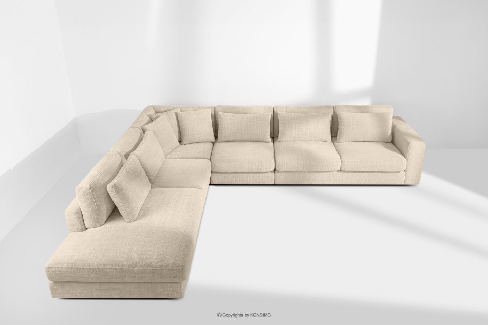 VERUS Große bequeme Ecksofa für das Wohnzimmer Chenille-Stoff links cremefarben cremefarben - Foto 19