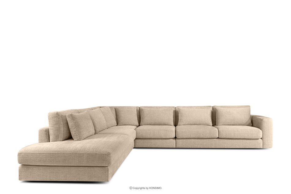 VERUS Große bequeme Ecksofa für das Wohnzimmer Chenille-Stoff links beige beige - Foto 2