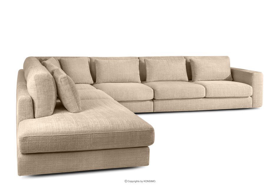 VERUS Große bequeme Ecksofa für das Wohnzimmer Chenille-Stoff links beige beige - Foto 3