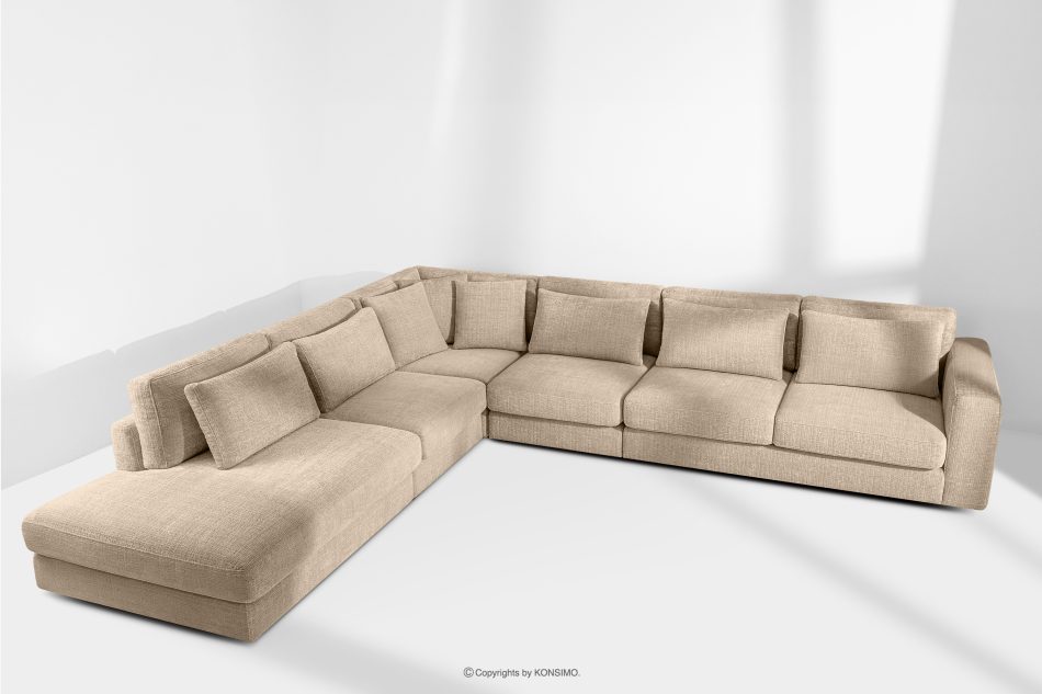 VERUS Große bequeme Ecksofa für das Wohnzimmer Chenille-Stoff links beige beige - Foto 18