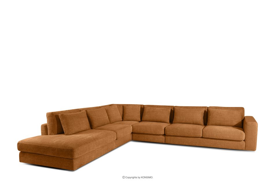 VERUS Großes Ecksofa für das Wohnzimmer aus Chenille-Stoff links rot rot - Foto 0