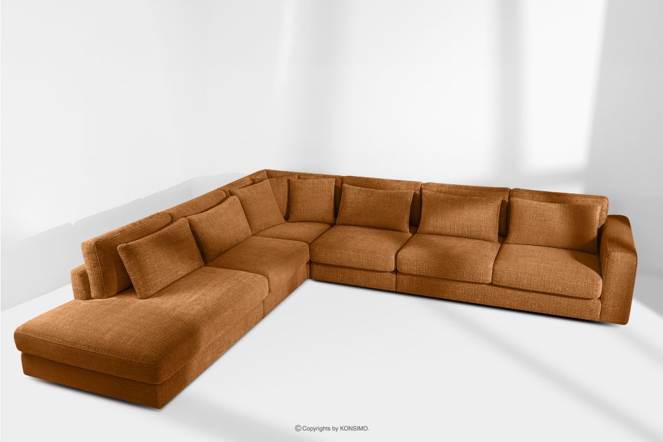 VERUS Großes Ecksofa für das Wohnzimmer aus Chenille-Stoff links rot rot - Foto 18