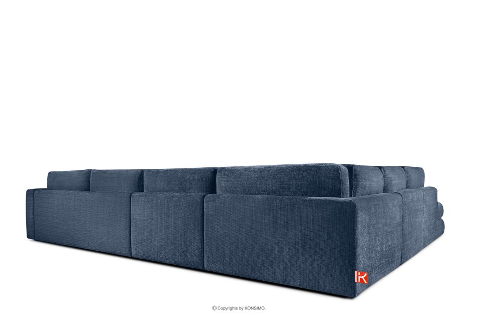 VERUS Großes Ecksofa für das Wohnzimmer aus Chenille-Stoff links dunkelblau marineblau - Foto 4