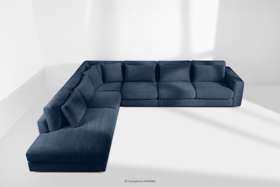 VERUS Großes Ecksofa für das Wohnzimmer aus Chenille-Stoff links dunkelblau marineblau - Foto 19
